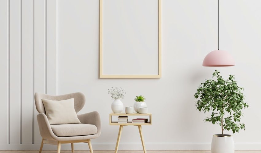 white wall living room interior